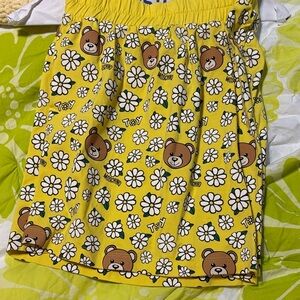 Moschino Bright Yellow Skirt with Teddy and Daisy Print